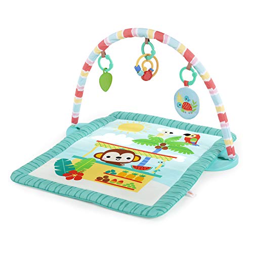 Bright Starts Tiki Bar Baby Activity Gym and Tummy Time Mat with Bar and 3 , Newborn to 3 Years