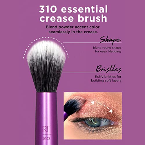 Real Techniques Everyday Eye Essentials Makeup Brush Kit, Eye Makeup Brushes for Eye Liner, Eyeshadow, Brows, and Lashes, Synthetic Bristles, Cruelty-Free and Vegan, 8 Piece Set
