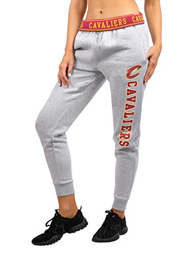 Ultra Game NBA Cleveland Cavaliers Womens Jogger Pants Active Basic Fleece Sweatpants , Heather Gray, Large