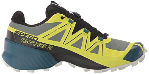 Salomon Speedcross 5 Trail Running Shoes for Men, Duck Green/Black/Evening Primrose, 9