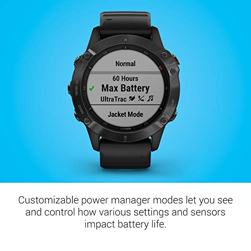 Garmin 010-02158-01 fenix 6 Pro, Premium Multisport GPS Watch, Features Mapping, Music, Grade-Adjusted Pace Guidance and Pulse Ox Sensors, Black