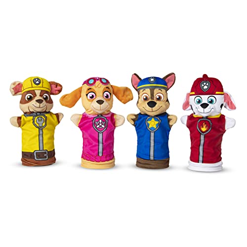 Melissa and Doug PAW Patrol Hand Puppets (4 Puppets, 4 Cards) - PAW Patrol Puppets Pretend Play for Kids