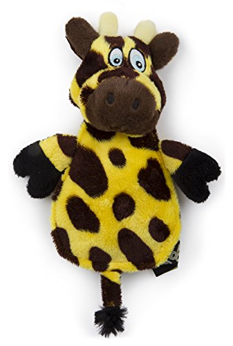 Hear Doggy Chew Guard Flats Toy, Giraffe, Yellow/Brown Ultrasonic Silent Squeaker Dog Toy, Large
