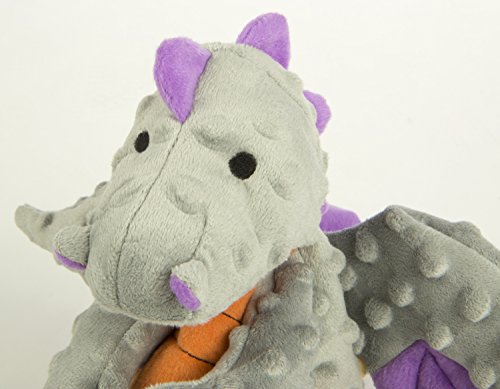 goDog Bubble Plush Dragons Squeaky Dog Toy, Chew Guard Technology - Gray, Large
