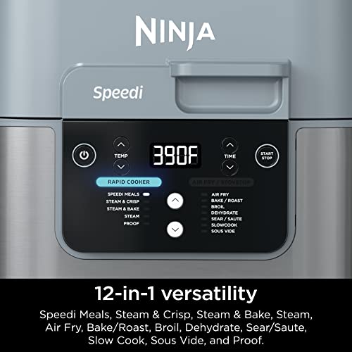 Ninja SF301 Speedi Rapid Cooker and Air Fryer, 6-Quart Capacity, 12-in-1 Functions to Steam, Bake, Roast, Sear, Sauté, Slow Cook, Sous Vide and More, 15-Minute Speedi Meals All In One Pot, Sea Salt Gray