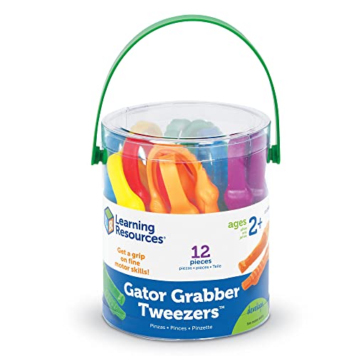 Learning Resources Gator Grabber Tweezers - 12 Pieces, Ages 2+ Fine Motor Tweezers for Kids, Toddler Learning Toys