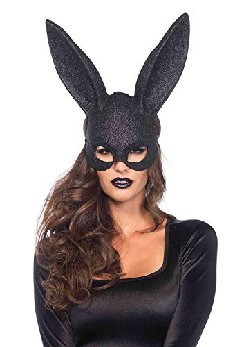 Leg Avenue Women's Rabbit Mask, Black Glitter, One Size
