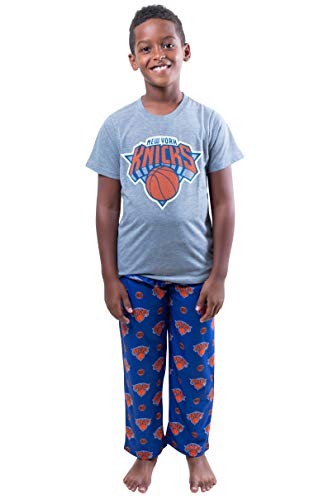 Ultra Game NBA New York Knicks Youth 2 Piece Pjs Lounge Pants and Tee Set, Team Color, 10/12