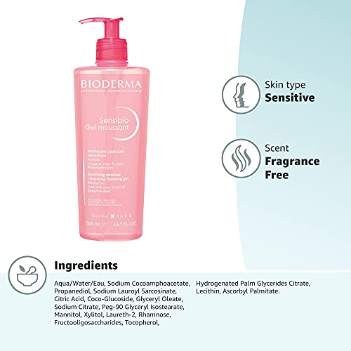 Bioderma - Sensibio Foaming Gel - Hydrating and Gentle Facial Cleanser and Makeup Remover - Face Wash for Sensitive Skin