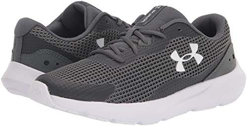 Under Armour Men's Surge 3 Sneaker, (102) Pitch Gray/White/White, 12