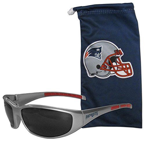 Siskiyou Sports NFL New England Patriots Adult Sunglass and Bag Set, Blue (2FSG120EB)