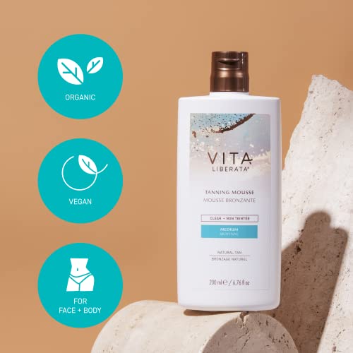 Vita Liberata Clear Mousse for Natural Tan Looking Result, With Organic Botanicals, Fast drying, Hydrating Formula for Long Lasting Tan, 6.76 Oz