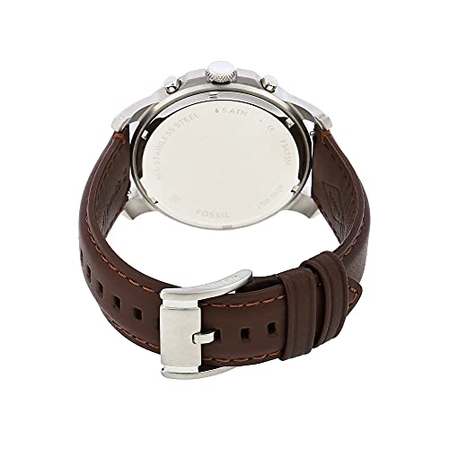 Fossil Men's Grant Quartz Stainless Steel and Leather Chronograph Watch, Color: Silver, Brown (Model: FS4735)