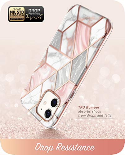 i-Blason Cosmo Series Designed for iPhone 12 Mini Case (2020), Slim Full-Body Stylish Protective Case with Built-in Screen Protector, Marble