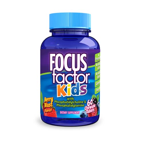 Focus Factor Kids Complete Daily Chewable Vitamins: Multivitamin and Neuro Nutrient (Brain Function) w/Vitamin B12, C, D3-60 Count