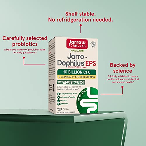 Jarrow Formulas Jarro-Dophilus EPS - 10 Billion CFU Per Serving - Clinically Studied Multi-Strain Digestive Probiotics Supplement - Intestinal and Immune Health - Up to 120 Servings (PACKAGING MAY VARY)