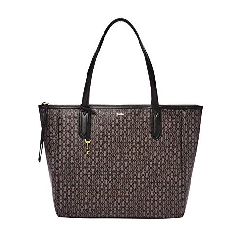 Fossil womens Sydney Tote Bag, Black, Brown, Large US