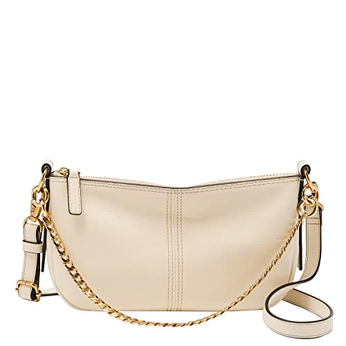 Fossil Women's Jolie Eco Leather Small Shoulder Bag Purse Handbag, Bone w/ Chain (Model: ZB1877105)