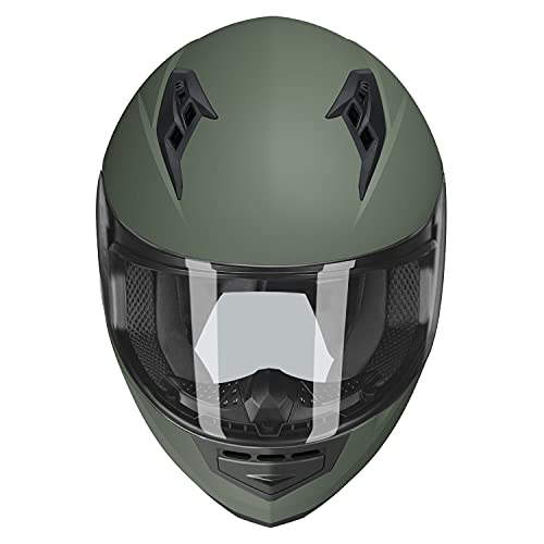 GLX GX11 Compact Lightweight Full Face Motorcycle Street Bike Helmet with Extra Tinted Visor DOT Approved (Camo, Small)