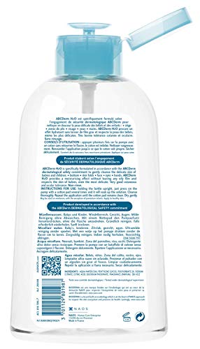 Bioderma - ABCDerm H2O Micellar Water - Micellar Cleansing Water - Baby and Kid Face and Body Wash - Sensitive Skin Micellar Water - Face Cleanser For Kids