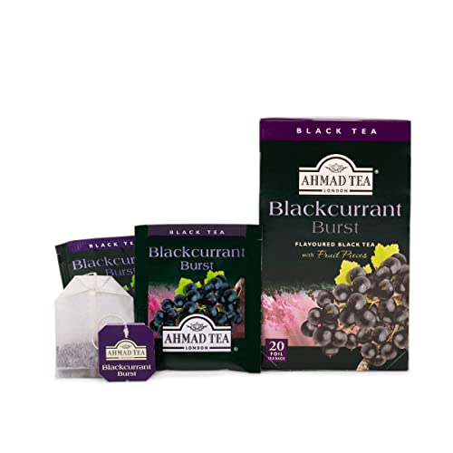 Ahmad Tea Black Tea, Blackcurrant Burst Teabags, 20 ct (Pack of 6) - Caffeinated and Sugar-Free