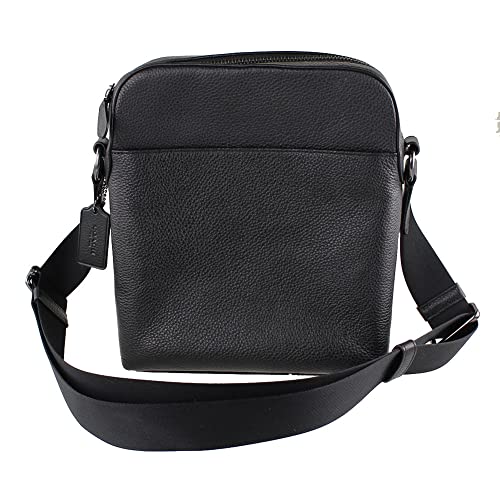 Coach Mens Houston Flight Pebbled Leather Shoulder Bag Black Small