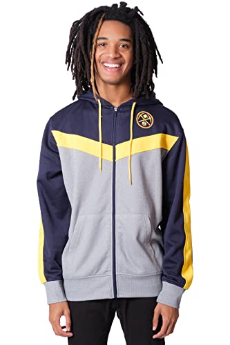 Ultra Game NBA Denver Nuggets Mens Soft Fleece Full Zip Jacket Hoodie, Team Color, Small