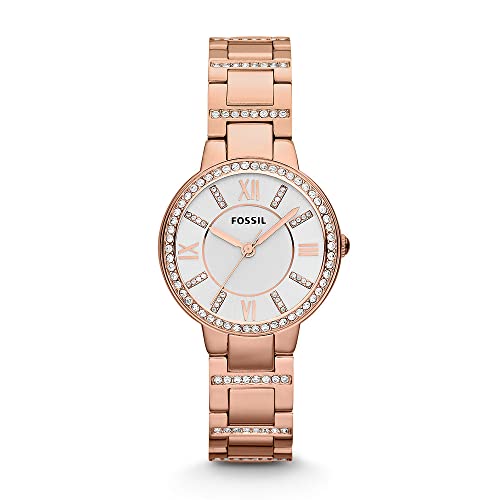 Fossil Women's Virginia Quartz Stainless Steel Three-Hand Watch, Color: Rose Gold Glitz (Model: ES3284)