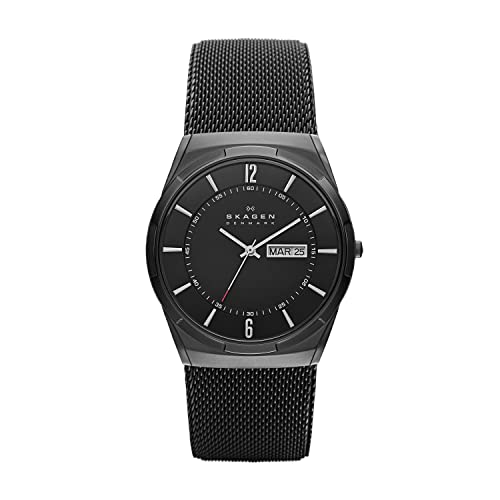 Skagen Men's Melbye Quartz Analog Stainless Steel and Stainless Steel Mesh Watch, Color: Black/Gray Steel Mesh (Model: SKW6006)