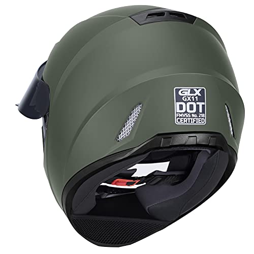 GLX GX11 Compact Lightweight Full Face Motorcycle Street Bike Helmet with Extra Tinted Visor DOT Approved (Camo, X-Large)