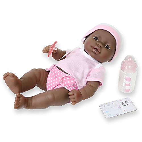 La Newborn JC Toys Nursery | 7 Piece Doll Gift Set | 12' Life-Like African American Doll with Accessories | Pink | Ages 2+ (18345)