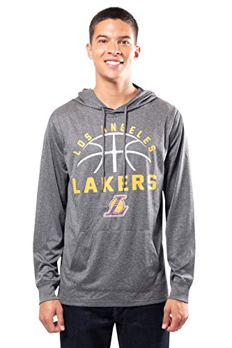Ultra Game NBA Los Angeles Lakers Mens Super Soft Lightweight Pullover Hoodie, Heather Charcoal , Small