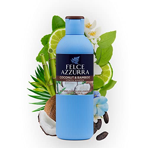 Felce Azzurra Coconut And Bamboo - Vitality Essence Body Wash - For Vitalizing Moments In The Shower - Leaves Skin Hydrated And Pleasantly Scented - Suitable For All Skin Types - 22 Oz