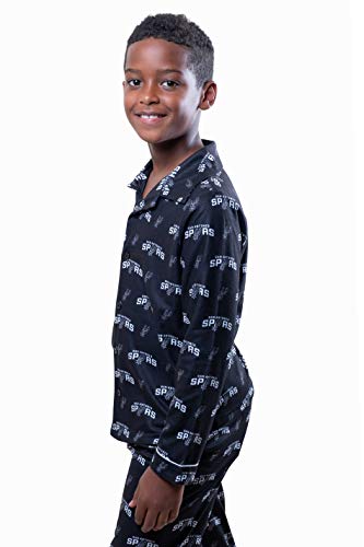 Ultra Game NBA San Antonio Spurs Youth 2 Piece Soft Tee Shirt and Lounge Pants Sleepwear Loungewear Pajama Set, Team Color, 8
