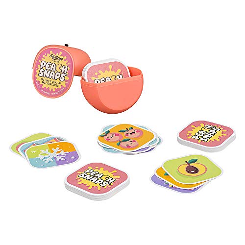 Ridley's Peach Snaps! Fun Card Game for Families, Action-Packed, Fast-Paced Game for 2+ Players, Includes Game Cards and Unique Peach-Shaped Storage Case, Simple Card Game for Kids Ages 6+, 1 ea