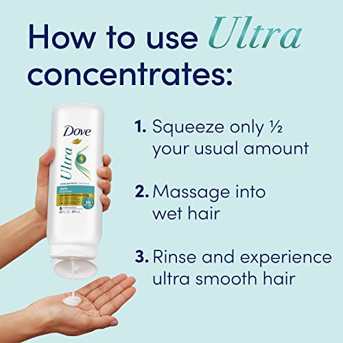 Dove Ultra Daily Moisture Concentrate Shampoo for Dry Hair Moisturizes and Smooths in 30 Seconds, Ultra-Lather Technology and 2X More Washes 20 oz