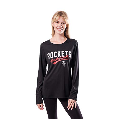 Ultra Game NBA Houston Rockets Womens Long Sleeve Tee Shirt, Team Color, Large