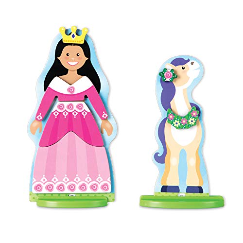 Melissa and Doug Princess and Horse Magnetic Dress-Up Wooden Dolls Pretend Play Set (35 pcs)