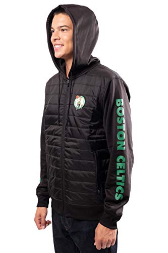 Ultra Game NBA Boston Celtics Mens Full Zip Soft Fleece Hoodie Jacket, Black, Medium
