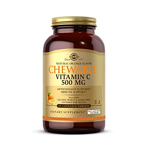 Solgar Vitamin C 500 mg Chewable Tablets, Orange Flavor - 90 Count - Antioxidant and Immune Support - Supports Healthy Skin and Joints - Non GMO, Vegan, Gluten Free, Kosher - 90 Servings