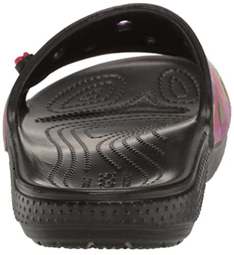Crocs Unisex Classic Graphic Slide Sandals, Black/Multi, 5 US Men