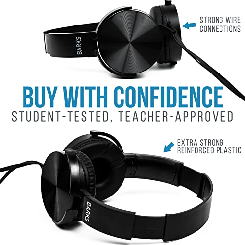 Bulk Classroom Headphones (10 Pack) - On-Ear Premium Student Bulk Headphones: Perfect for Kids, K-12 Classrooms, Schools and Class Sets (Great Value, Durable, Noise Reducing, Comfortable, Easy-to-Clean)