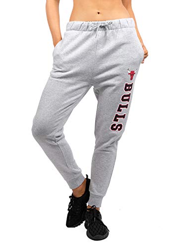Ultra Game NBA Chicago Bulls Womens Jogger Pants Active Basic Fleece Sweatpants , Heather Gray, X-Large