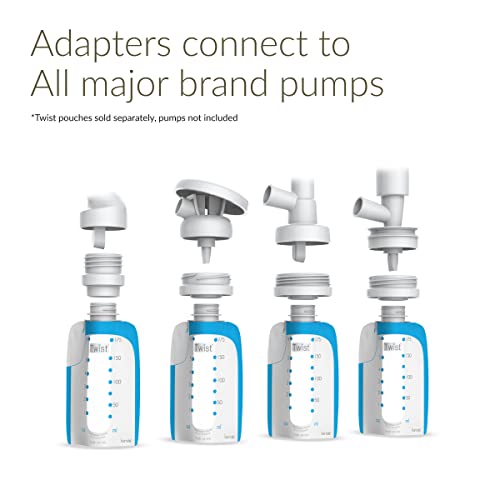 Kiinde Twist Milk Storage Bag Breast Pump and Baby Bottle Direct Pump Adapter Kit for All Major Breast Pump Brands, Leak-Free, Transfer-Free Pumping Directly Into Bag, Multi-Pack
