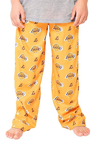 Ultra Game NBA Los Angeles Lakers Boys 2 Piece Pjs Lounge Pants and Tee Set, Gold, 7