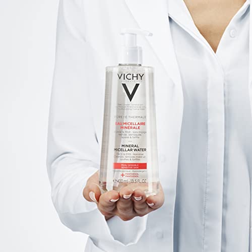 Vichy Pureté Thermale One Step Micellar Water Face Toner and Makeup Remover, Alcohol Free Facial Cleanser with Vitamin B5, Non-Drying for Sensitive Skin