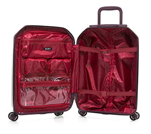 DKNY Luggage Upright with 8 Spinner Wheels, ABS+PC Case, Weekend Bag, Burgundy, 21' Carry On