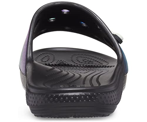 Crocs unisex adult Men's Women's Classic Slide Sandal, Multi/Blackout of This World, 13 Women 11 Men US
