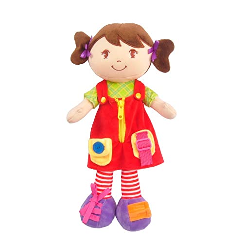 Linzy Plush 16' Educational Plush Doll, Adorable Plush Doll Comes with a Removable Outfit Packed with Closures-Perfect for Testing a Little One's Problem Solving and Motor Skills