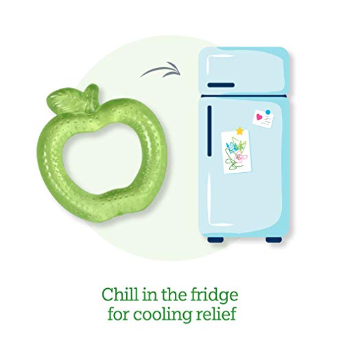 green sprouts Fruit Cooling Teether | Soothes gums and promotes healthy oral development | Safer plastic filled with sterilized water, Chill for extra relief, Textured surface to massage gums